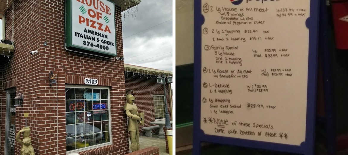 The Original House of Pizza Menu